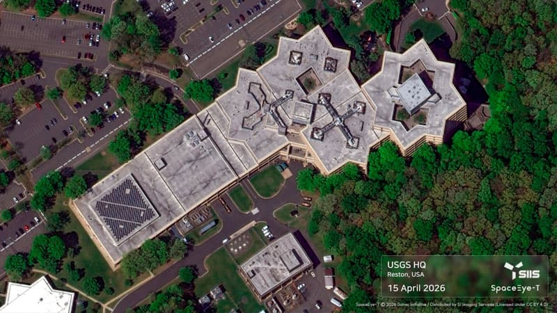 Imagem óptica ultra-VHR de 25cm do satélite SpaceEye-T sobre a sede do USGS em Reston, EUA