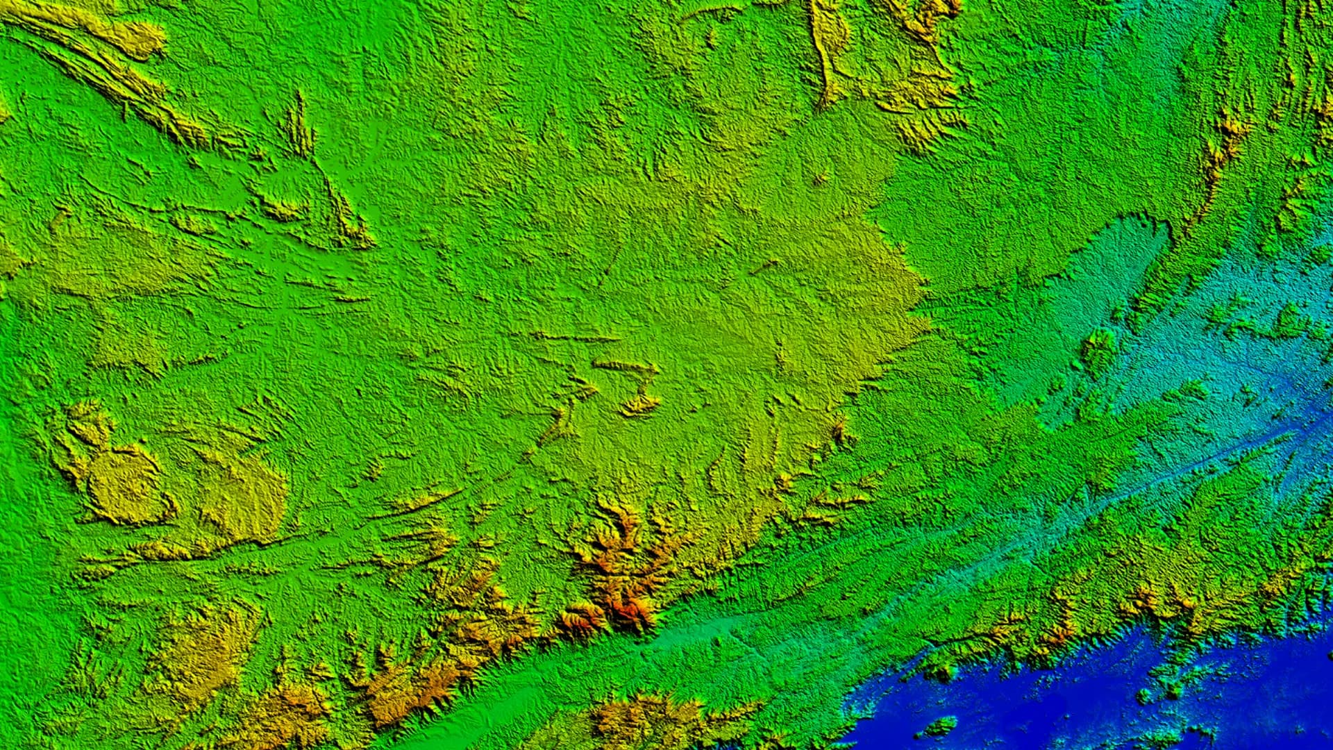 Modelo Digital de Elevação em perspectiva 3D — representação tridimensional do relevo gerada por sensoriamento remoto — Novaterra